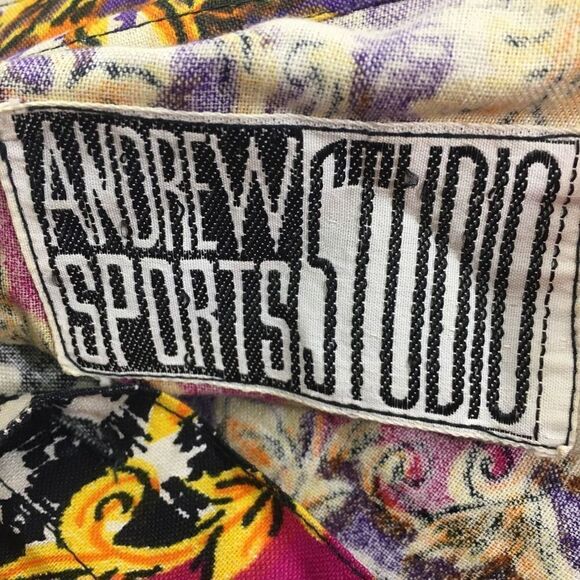 Andrew Sports Studio Women's Vintage Button Up Embellished Floral Sequence Shirt - Picture 9 of 10